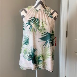 NWT Vince Camuto Palm Leaf Sleeveless Top XS